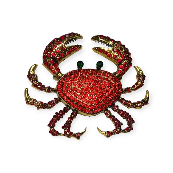 Heidi Daus Red Crystal Crab Bling Brooch - Picture 14 of 14